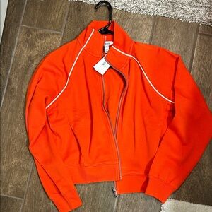 SPANX Vibrant Red, air essentials Bomber Jacket with White Accents